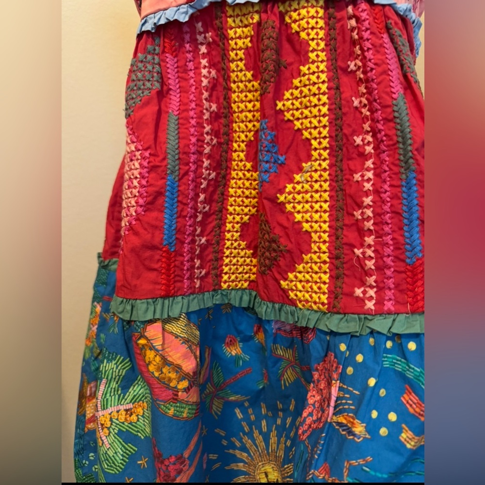 Farm Rio Colorblocking Embroidered Mini Dress Size Medium - Picture 7 of 10